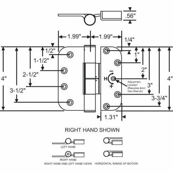 Strybuc HINGE, ADJUSTABLE GUIDE RH 857-10001